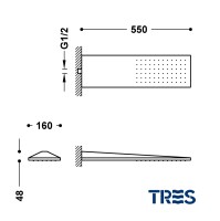 MEDIDAS ROCIADOR DUCHA MURAL TRES